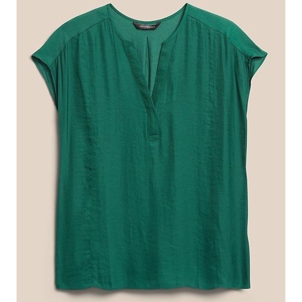 Banana Republic Dolman Satin Green Sleeveless Blouse Size XS, EUC